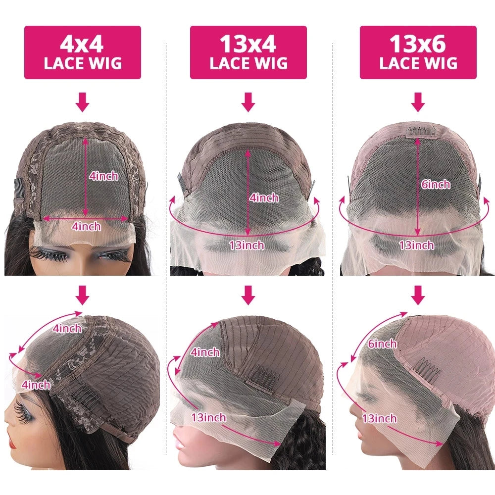 32 34 36Inch Deep Wave 13x4 13x6 Lace Frontal Wig Lace Front Human Hair Wigs For Women 180% Deep Curly Brazilian Human Hair Wig