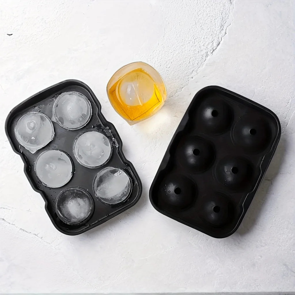 4/6 Grid Silicone Ice Cube and Ball Holder Set - DIY Ice Moulding for Whiskey, Cocktails, Kitchen and Bar