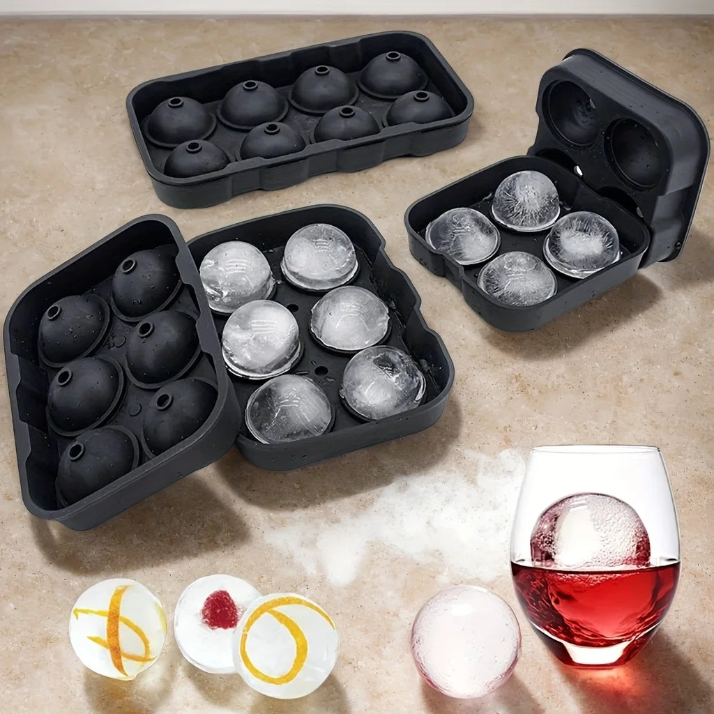 4/6 Grid Silicone Ice Cube and Ball Holder Set - DIY Ice Moulding for Whiskey, Cocktails, Kitchen and Bar