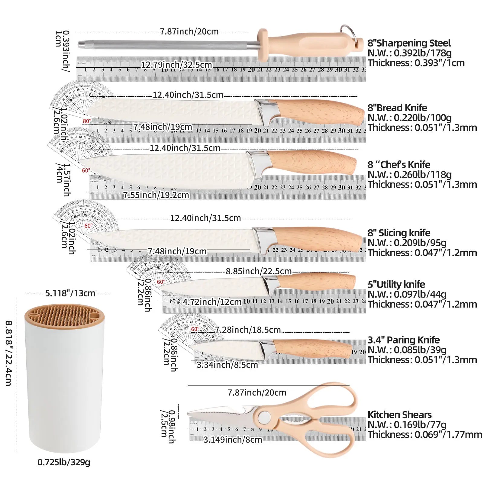 IOKO Chef Slicing Sushi Steak Santoku Knife Chef's Vegetable Fruit Japanese Kitchen Knife Set