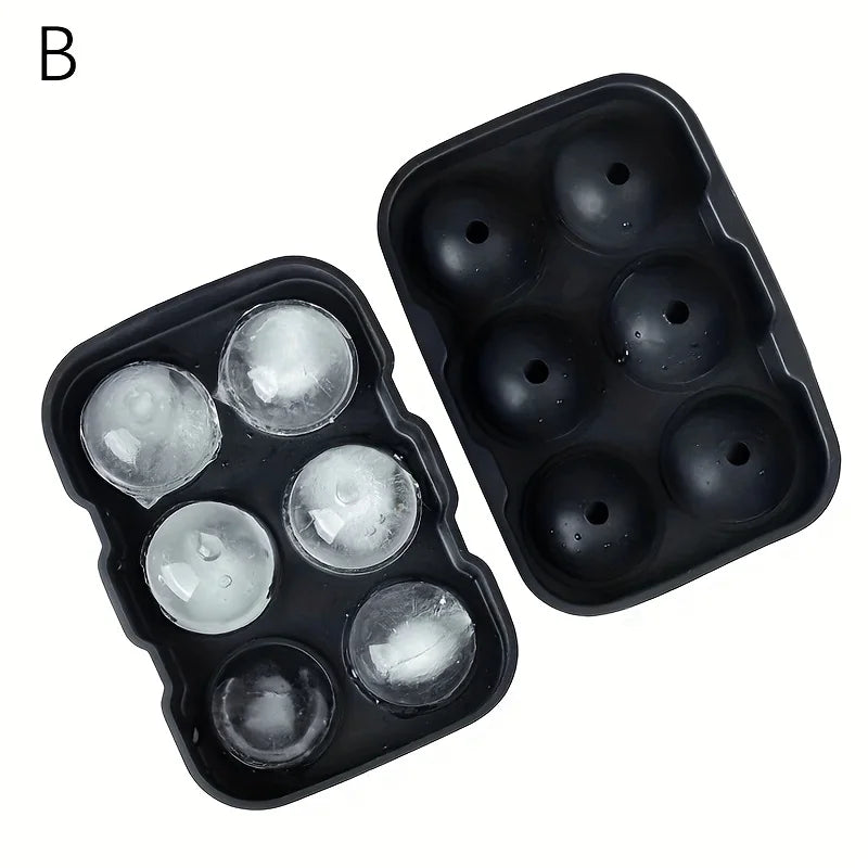 4/6 Grid Silicone Ice Cube and Ball Holder Set - DIY Ice Moulding for Whiskey, Cocktails, Kitchen and Bar