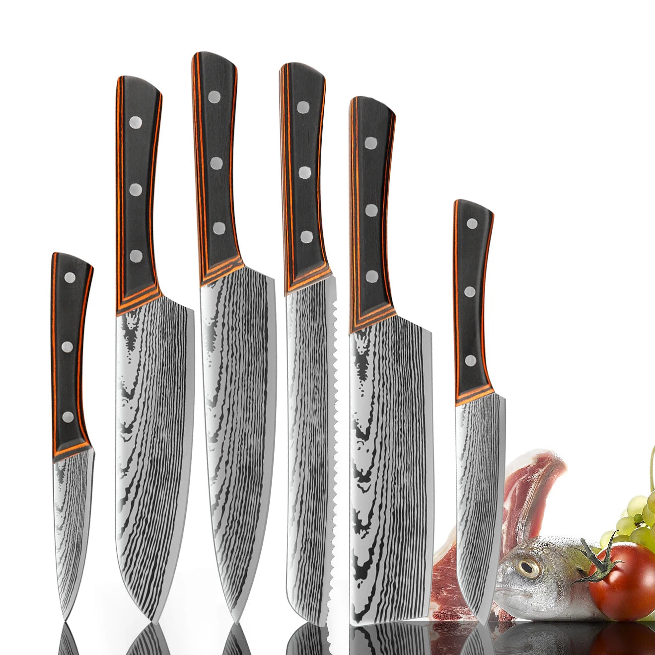 IOKO Sushi Steak Santoku Slicing Knife Pakka Wood HandleJapanese Style Kitchen Chef Knife Set