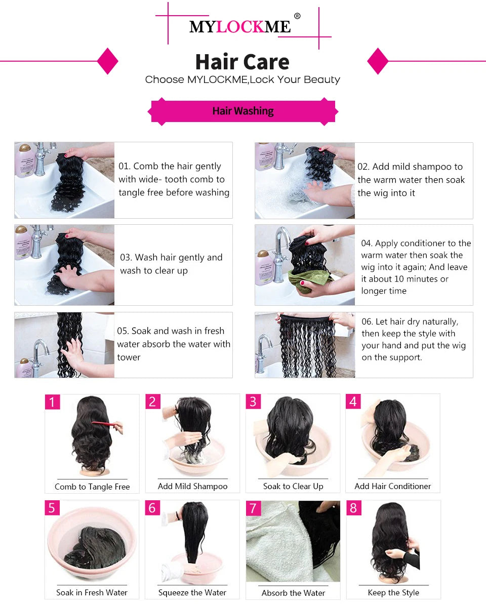 Deep Wave Frontal Wigs For Women Curly Human Hair Brazilian 13x4 13x6 Wet And Wavy Water Wave Lace Wig MYLOCKME