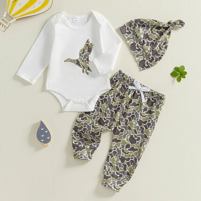 Lioraitiin Baby Boys Clothes Set Long Sleeve Crew Neck Letters Print Romper with Cow Cactus Print Sweatpants and Hat Outfit