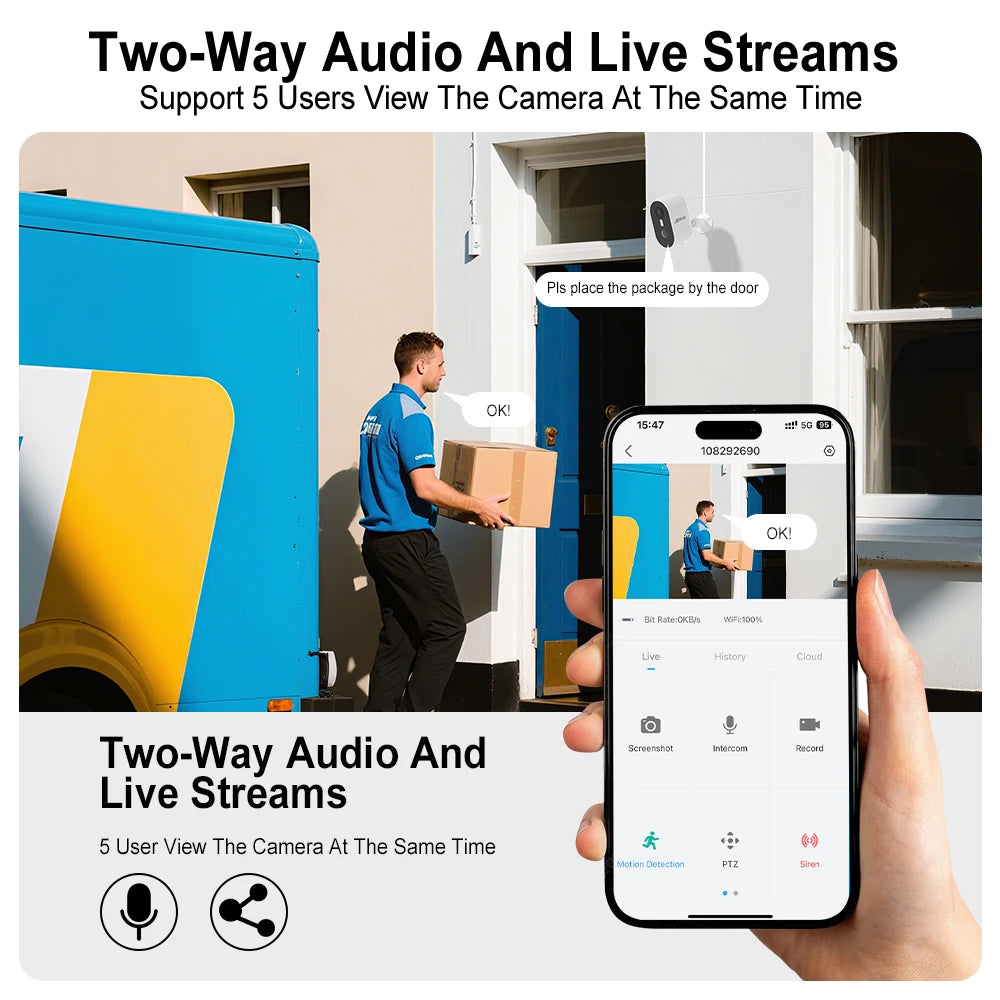 ANRAN 2/3/4PCS Battery Camera 2K 2.4G WiFi Camera Home Protection Security Camera PIR Detection,Free Basic Cloud Storage,5200mAh