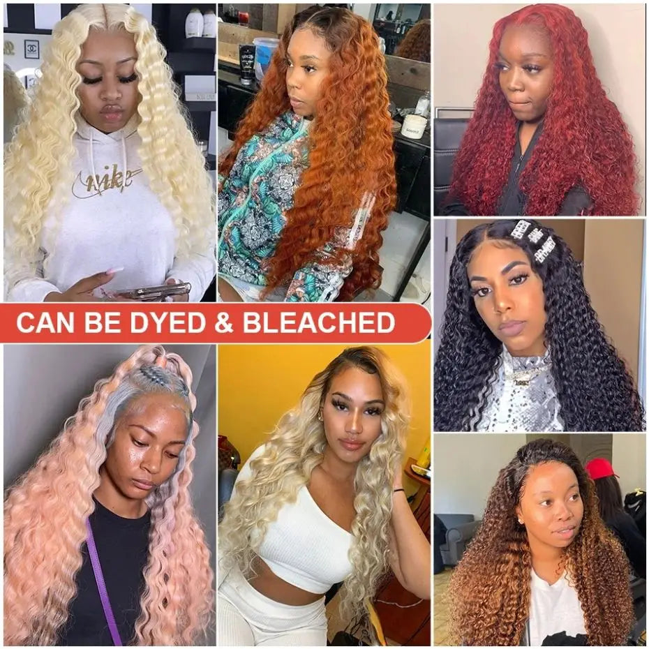 32 34 36Inch Deep Wave 13x4 13x6 Lace Frontal Wig Lace Front Human Hair Wigs For Women 180% Deep Curly Brazilian Human Hair Wig