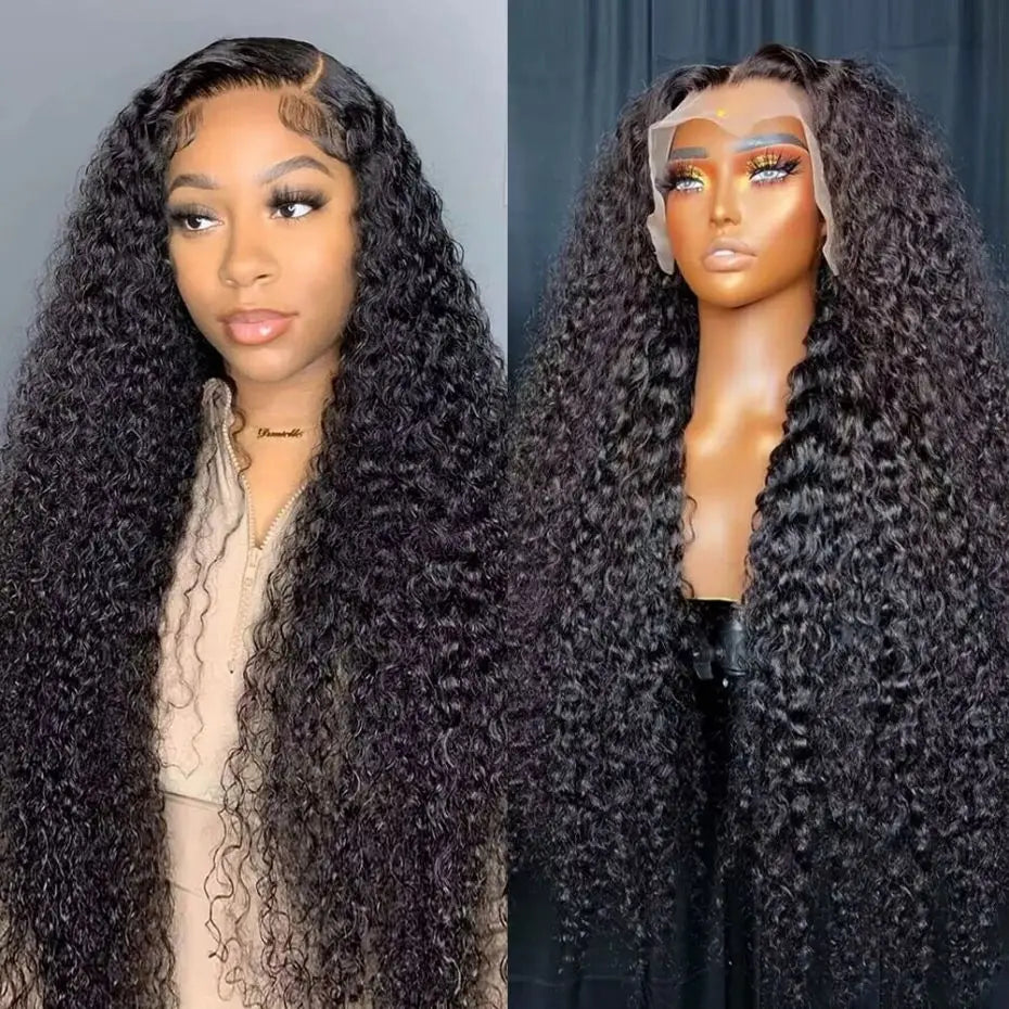 32 34 36Inch Deep Wave 13x4 13x6 Lace Frontal Wig Lace Front Human Hair Wigs For Women 180% Deep Curly Brazilian Human Hair Wig