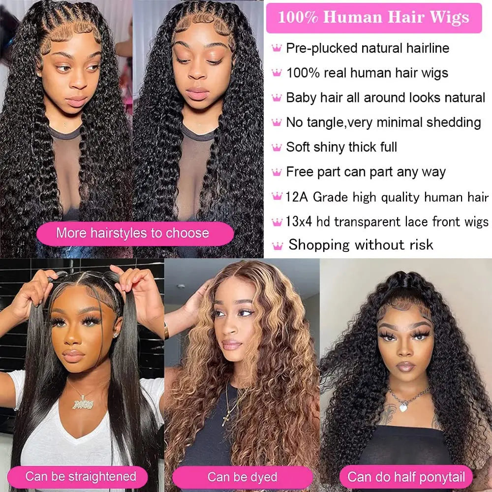 Deep Wave Frontal Wigs For Women Curly Human Hair Brazilian 13x4 13x6 Wet And Wavy Water Wave Lace Wig MYLOCKME