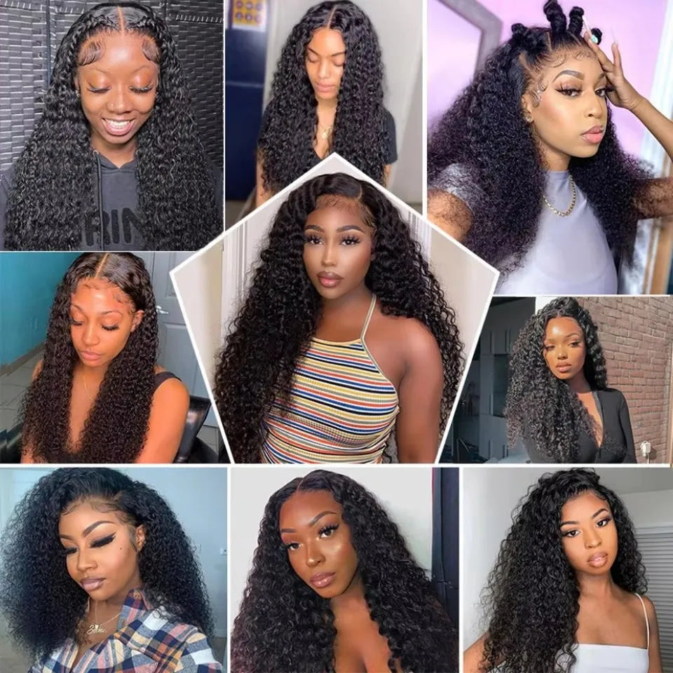 32 34 36Inch Deep Wave 13x4 13x6 Lace Frontal Wig Lace Front Human Hair Wigs For Women 180% Deep Curly Brazilian Human Hair Wig