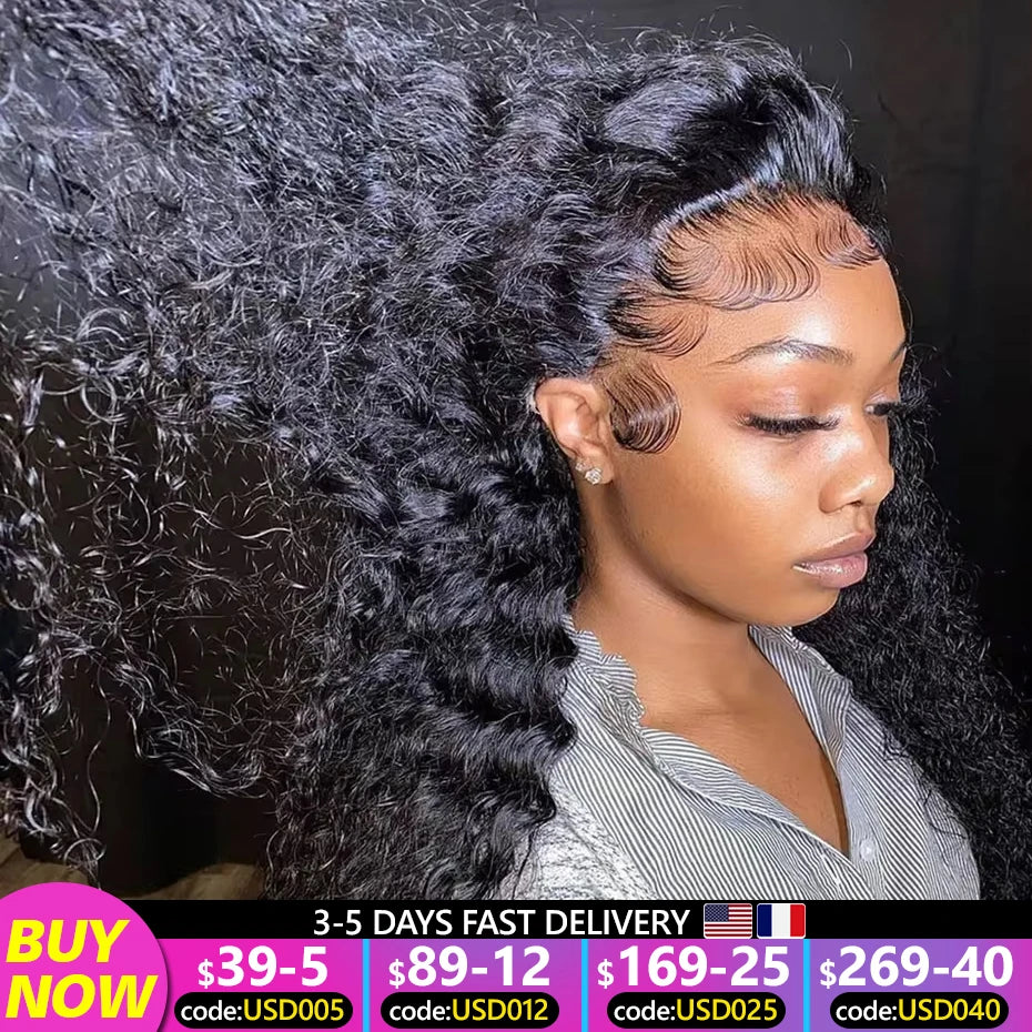 32 34 36Inch Deep Wave 13x4 13x6 Lace Frontal Wig Lace Front Human Hair Wigs For Women 180% Deep Curly Brazilian Human Hair Wig