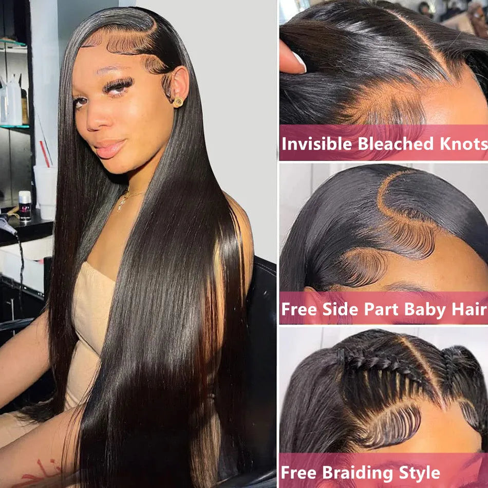 HD 13x6 Lace Front Human Hair Wigs For Women Pre Plucked 13X4 Brazilian Glueless Bone Straight Lace Frontal Wig 100% Human Hair