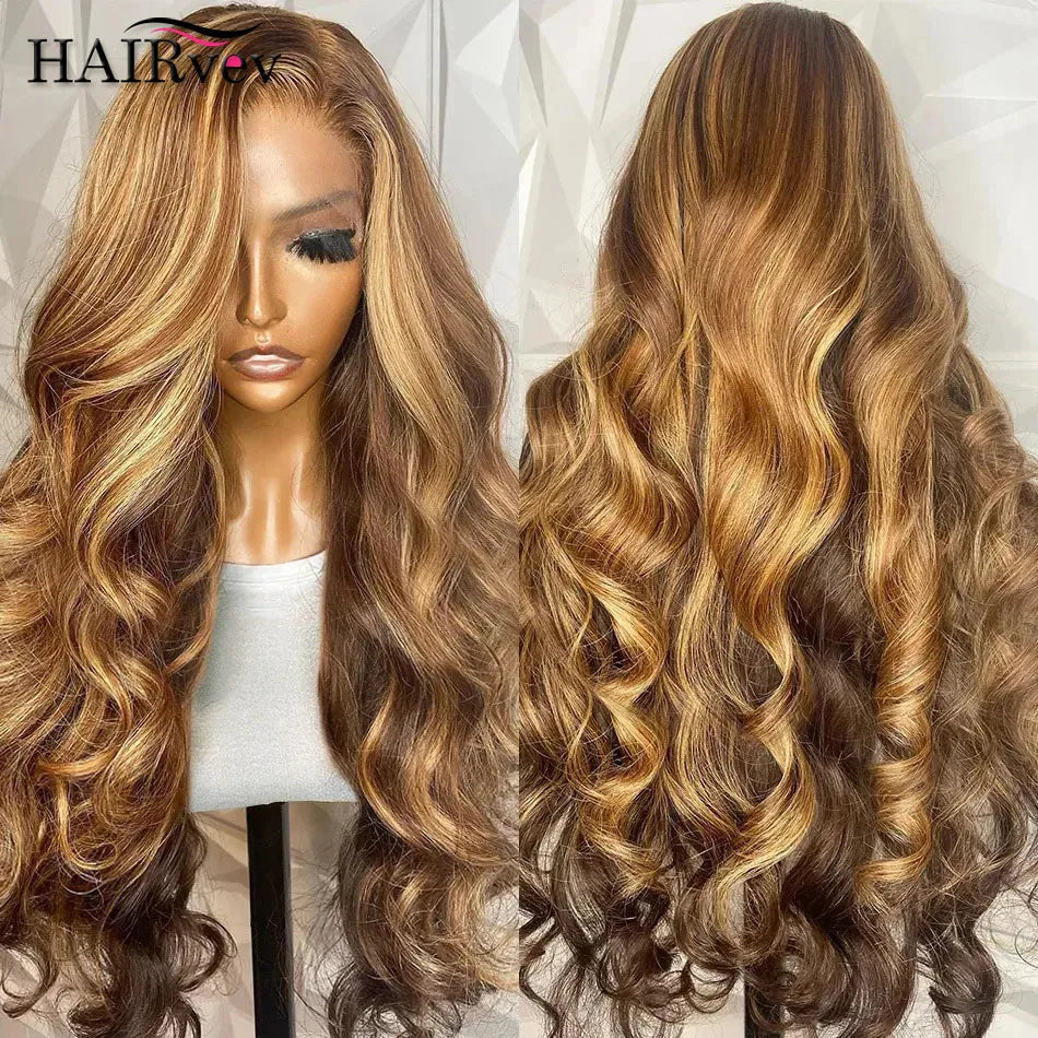 Highlighted Wig Human Hair Body Wave Lace Front Wig Glueless Brazilian HD Transparent Lace Frontal Human Hair Wigs For Black Women