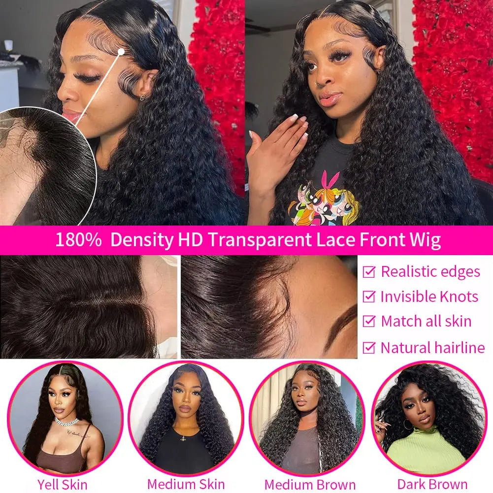 Deep Wave Frontal Wigs For Women Curly Human Hair Brazilian 13x4 13x6 Wet And Wavy Water Wave Lace Wig MYLOCKME